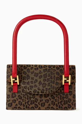 2000s Leopard Print Shoulder Bag in Canvas