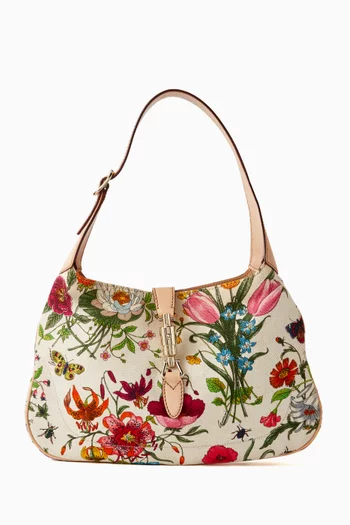 2000s Jackie Floral Print Shoulder Bag in Canvas