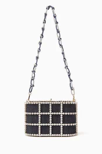 حقيبة شيل مرصعة بالكريستال دينم