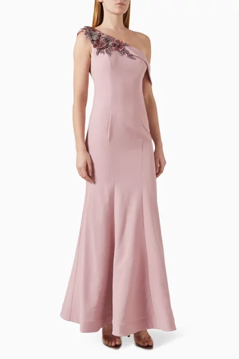 Embellished Mermaid Gown in Crepe