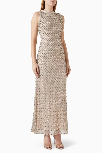 Sequin-embellished Gown in Mesh