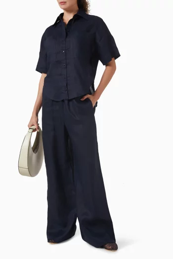 بنطال لايدن برباط تضييق كتان