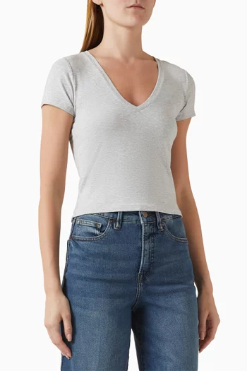 تي شيرت بقصة ضيقة قطن مطاطي للغاية