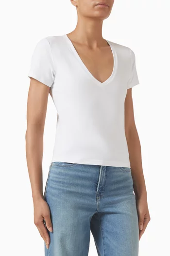 تي شيرت بقصة ضيقة قطن مطاطي للغاية