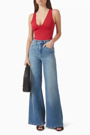 Deep V-neck Bodysuit in Scuba