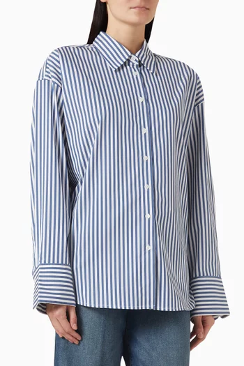 Oversized Adjustable-waist Shirt in Poplin