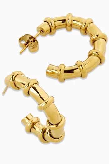 Pavet Hoop Earrings in 18kt Gold-plated Metal