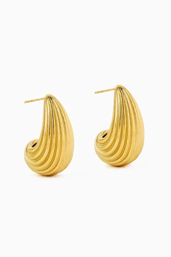 Wave Drop Earrings in 18kt Gold-plated Metal