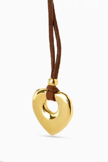 Open Heart Choker Necklace in 18kt Gold-plated Metal & Cord