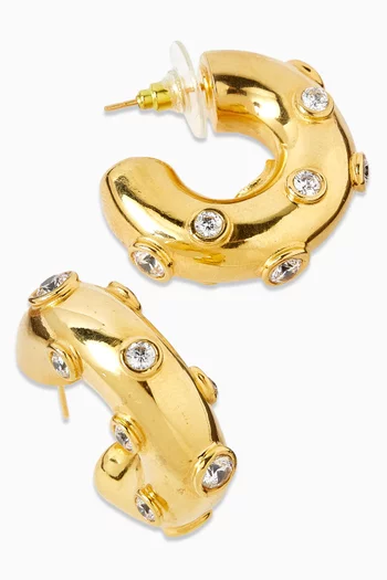 B.O Loopi Crystal Hoop Earrings in 24kt Gold-plated Metal