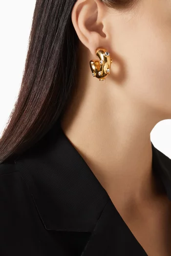 B.O Loopi Crystal Hoop Earrings in 24kt Gold-plated Metal