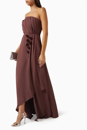 فستان سهرة بأكتاف مكشوفة كريب