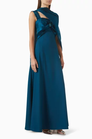 فستان بشال كريب وأورجانزا