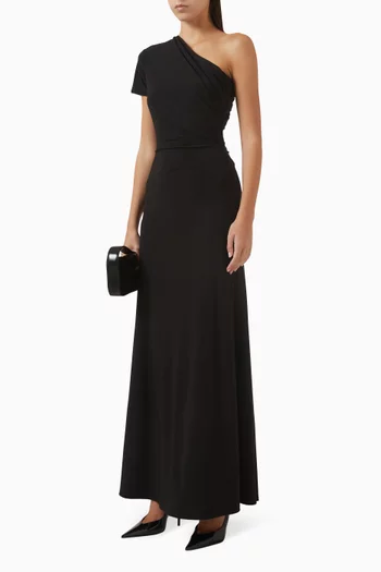 One Sleeve Draped Maxi Dress