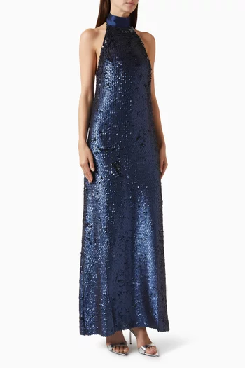 Sequin Halter Maxi Dress