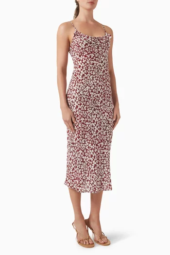 فستان سكاي بنقشة لاكي حرير جيانهونغ وكريب