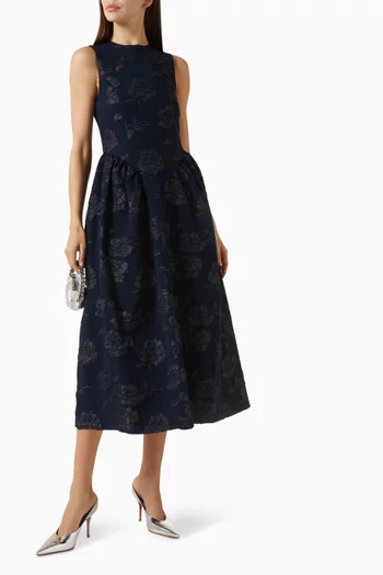 فستان متوسط الطول جاكار