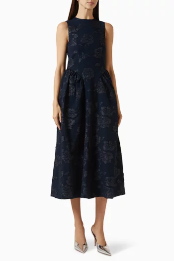 فستان متوسط الطول جاكار