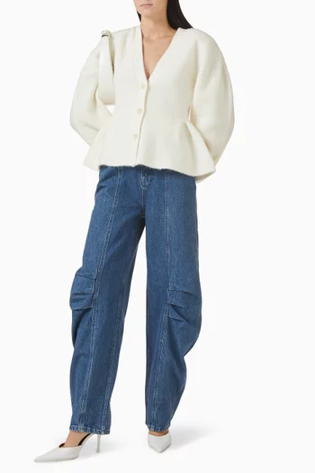 Peplum Knit Cardigan in Alpaca Wool Blend