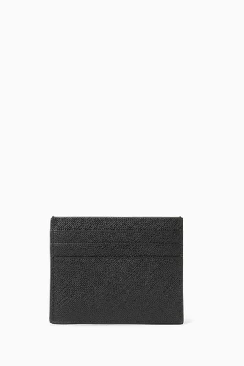 Logo Card Case in Saffiano Leather