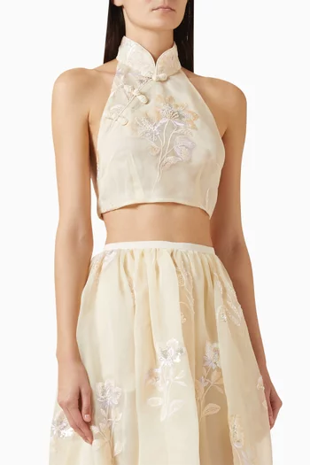 بلوزة فالنتينا قصيرة شيفون