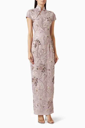 Seraphine Embroidered Dress in Mesh