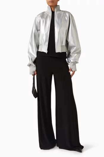 Oversized Turtle Bomber Jacket in Faux Leather