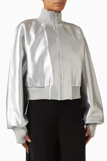 Oversized Turtle Bomber Jacket in Faux Leather