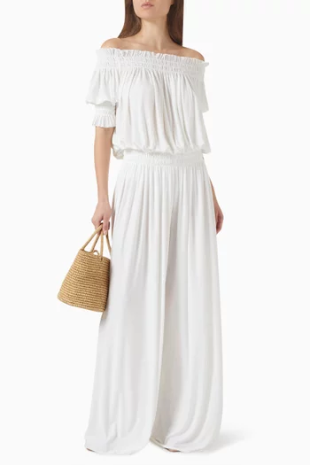 بنطال بقصة ساق واسعة بوليستر وليكرا