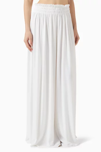 بنطال بقصة ساق واسعة بوليستر وليكرا