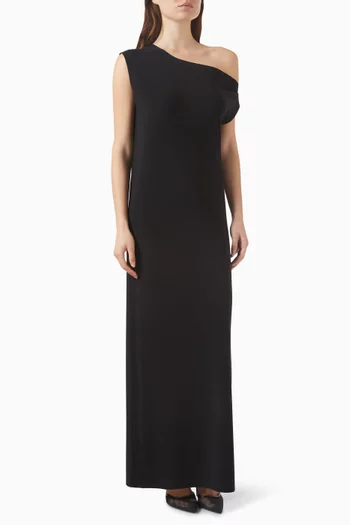 فستان بفتحة وكتف منسدل بوليستر وليكرا