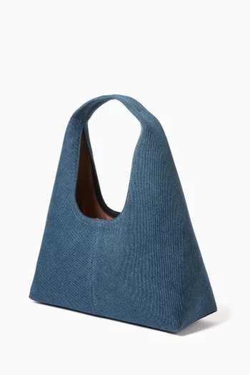 Medium Signature Shoulder Bag in Denim
