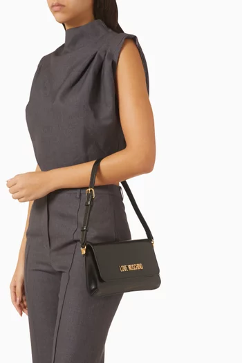 Flat Shoulder Bag in Faux Leather