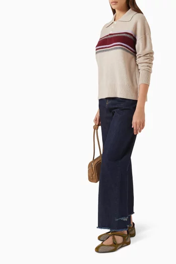 Stripe Polo Sweater in Cashmere