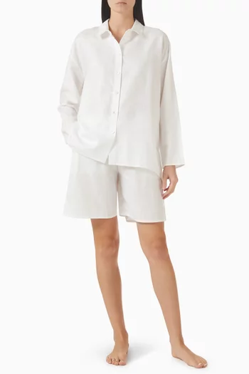 Drawstring Shorts in Linen-cotton