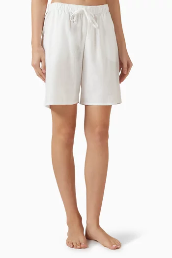 Drawstring Shorts in Linen-cotton