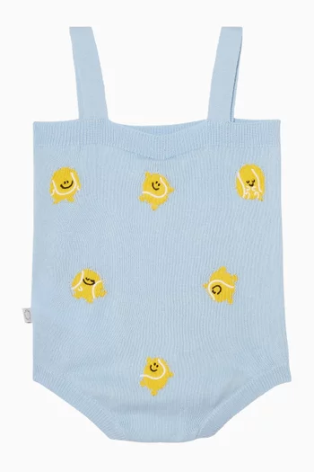 Happy Baseball Knit Romper