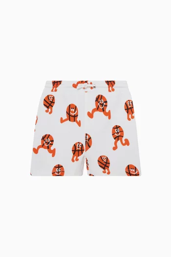 شورت بطبعة كرة سلة قطن 