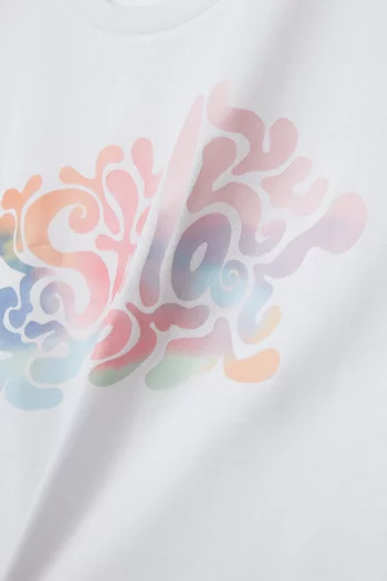 تي شيرت بطبعة شعار الماركة قطن