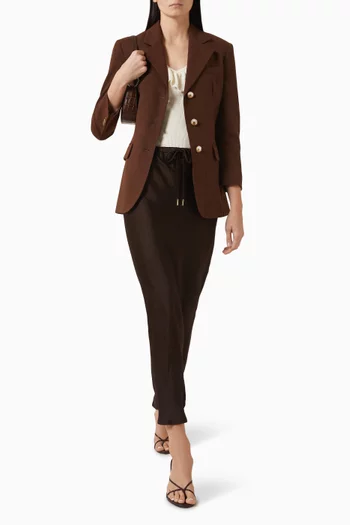 جاكيت بصف أزرار مزيج كتان