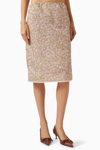 تنورة بنقشة زهور نايلون معاد تدويره