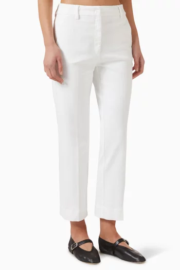 Crop Flared Pants in Stretch-cotton