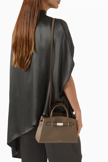Small Hudson Top Handle Bag in Grained Leather