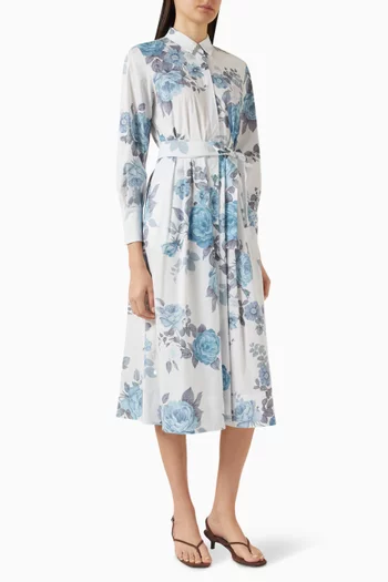 Printed Shirt Dress in Cotton-poplin