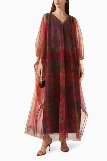 Printed Thoub in Tulle