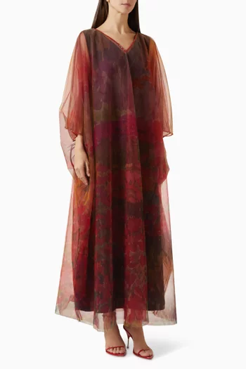 Printed Thoub in Tulle