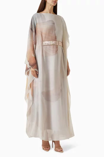 Printed Kaftan in Chiffon & Silk
