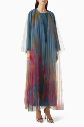 Abaya & Dress Set in Tulle & Crepe