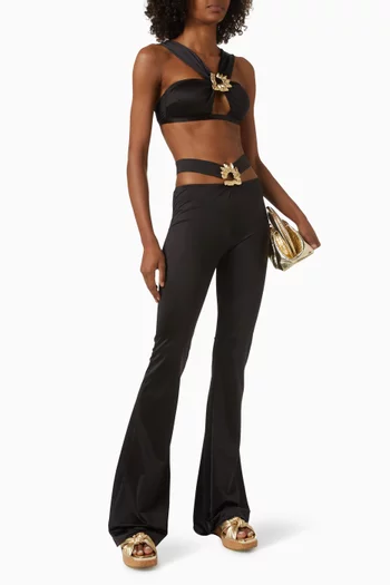 بنطال جوينيث بقصة واسعة بخصر مرتفع ستان