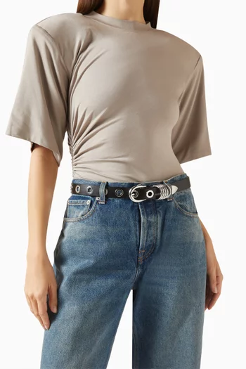 حزام هوليهوك بحلي معدنية جلد